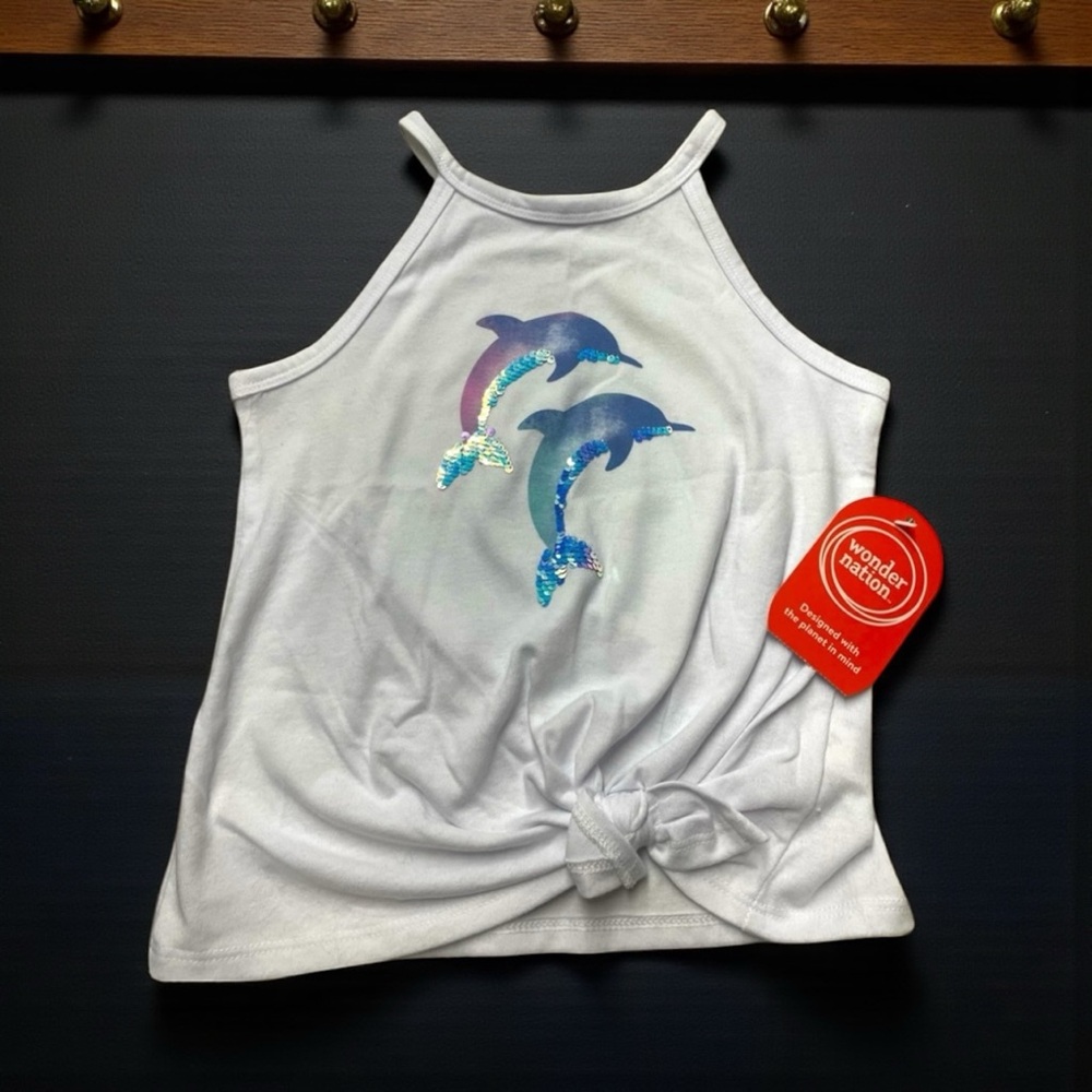Girls Sleeveless Tie Dolphin Tank Top- NWT